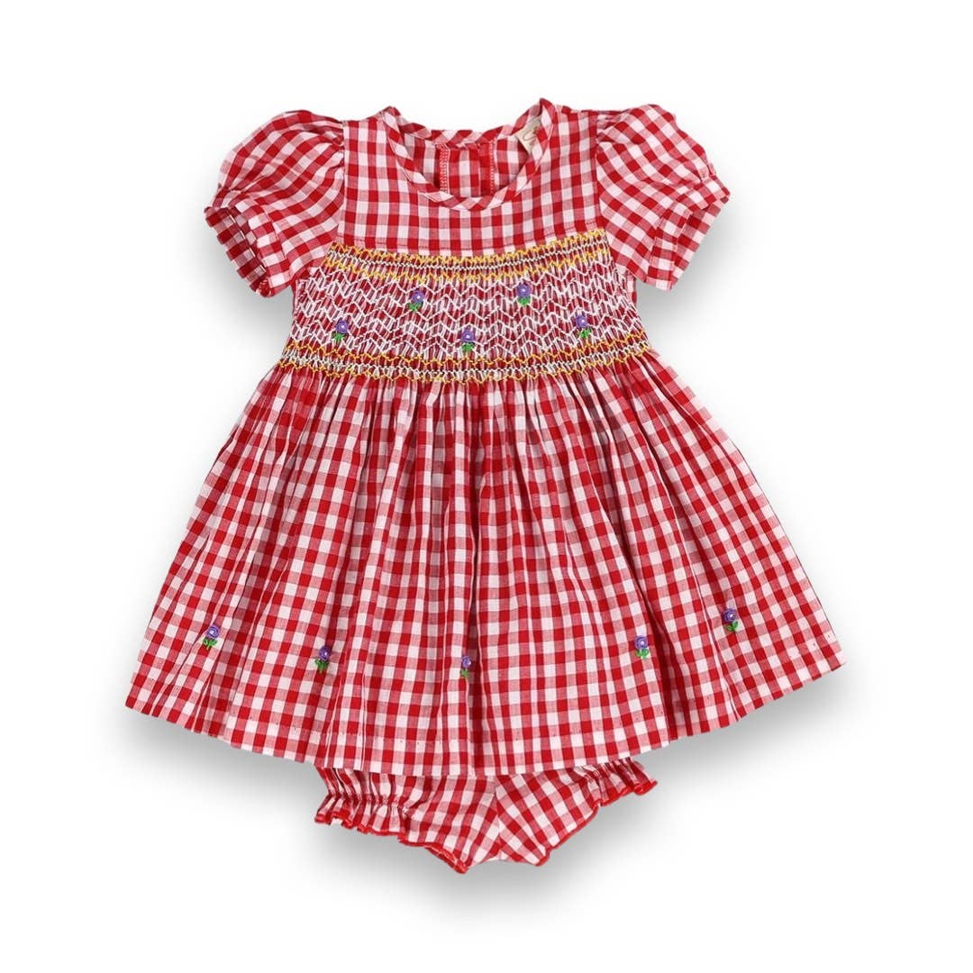 Red Gingham Hand Smocked Dress: Marie Louise Red Gingham