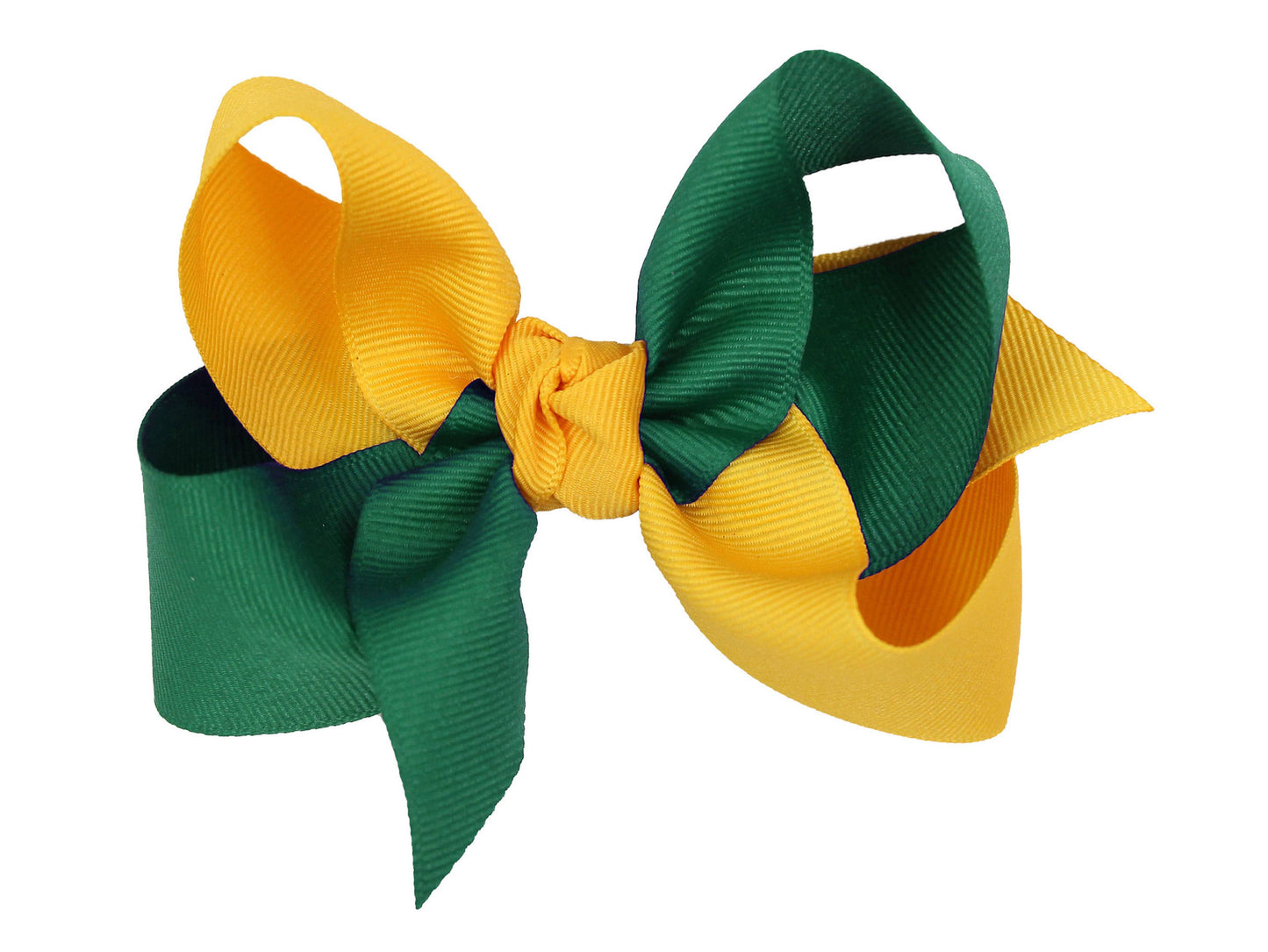Crisscross Grosgrain Bow (Forest Green & Yellow Gold): 5" Large