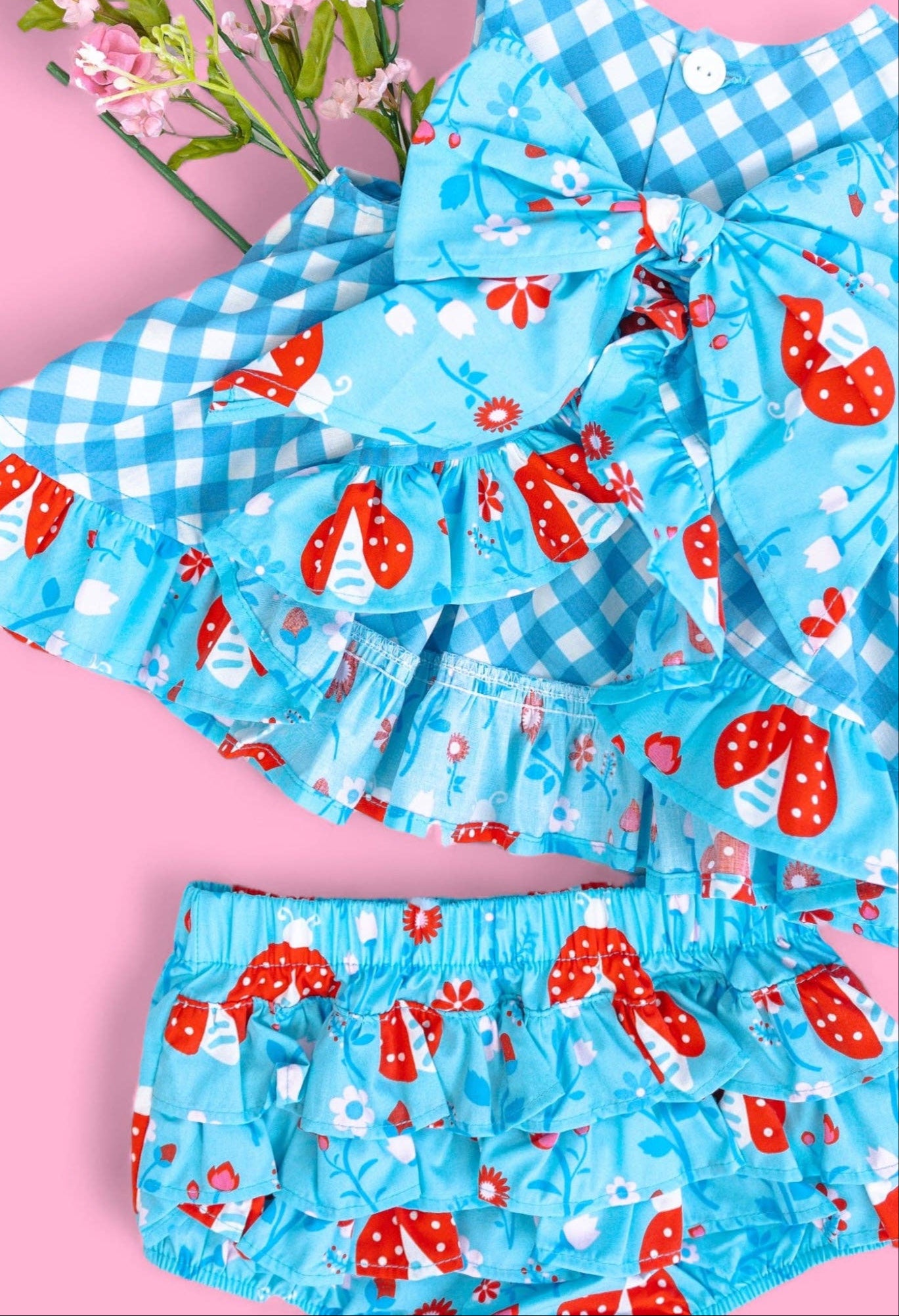 Lady Luck Lady Bug Appliquéd Swing Top & Ruffle Bloomer Set