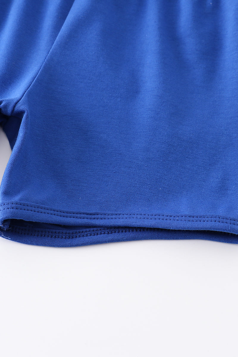Boys Blue Cotton Elastic Waist Shorts