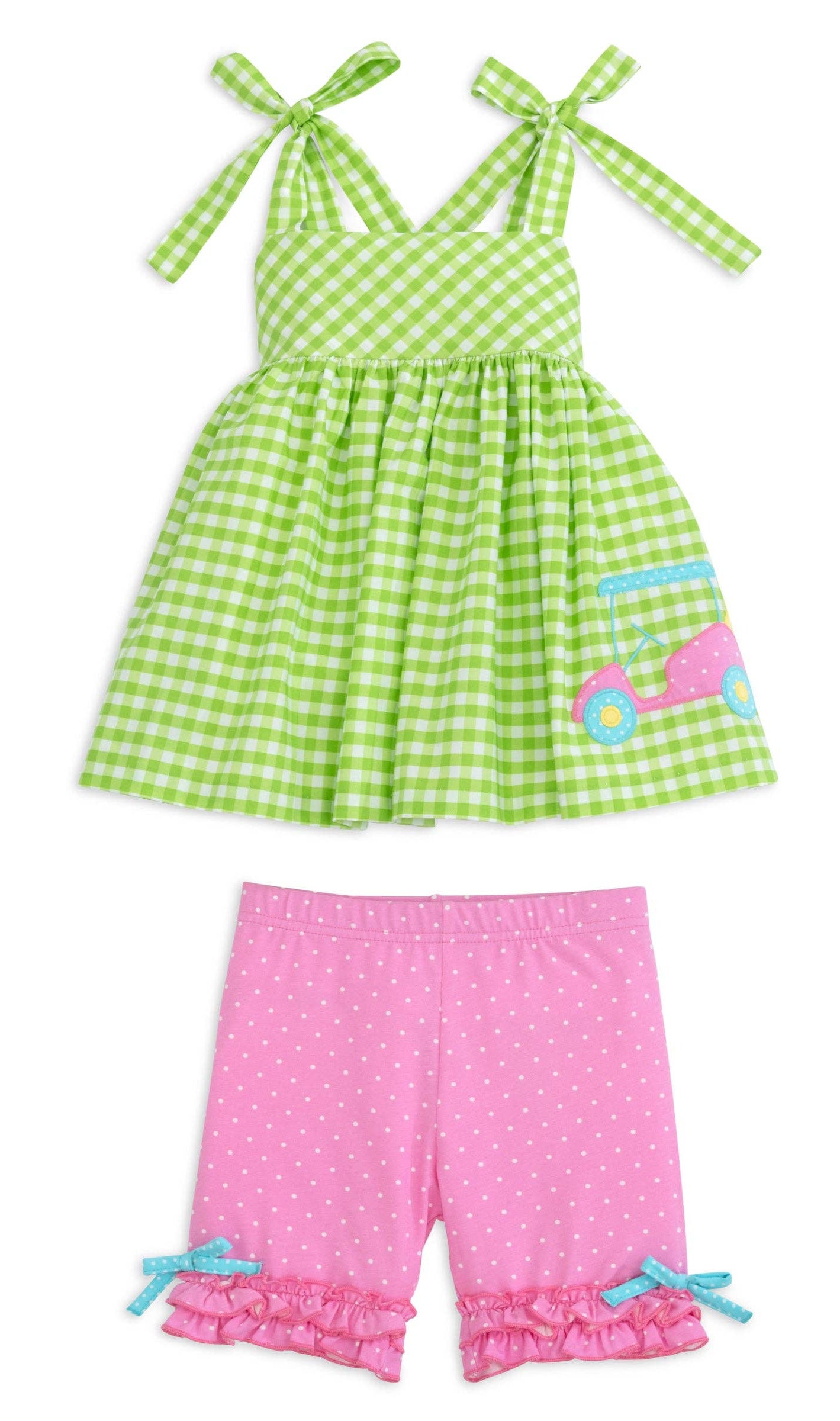 Fore! Girls Golf Tie Shoulder Top & Knit Shorts Set: