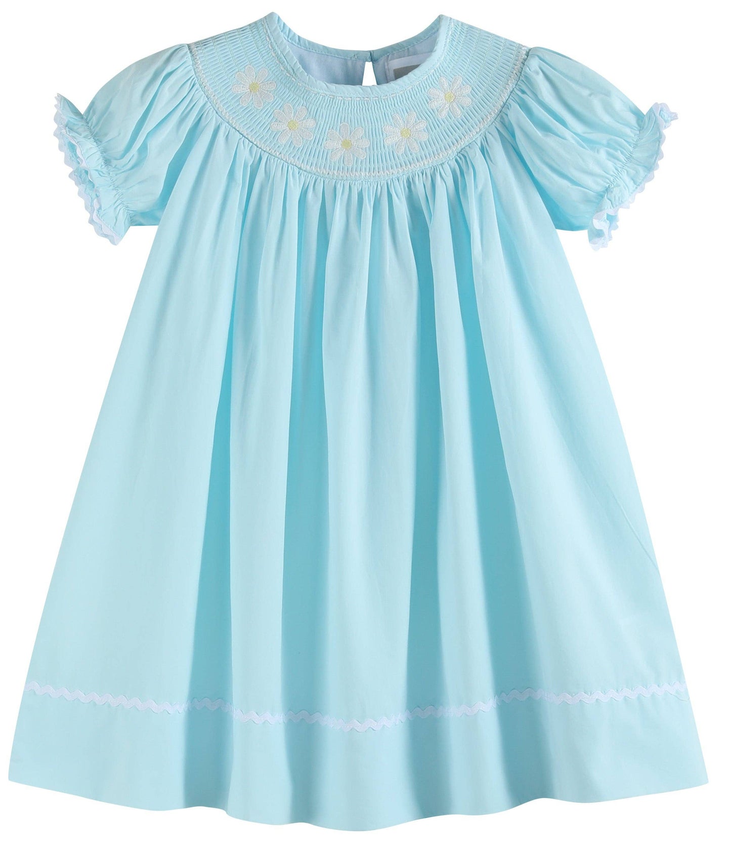 Light Blue Daisy Smocked Bishop Dress: