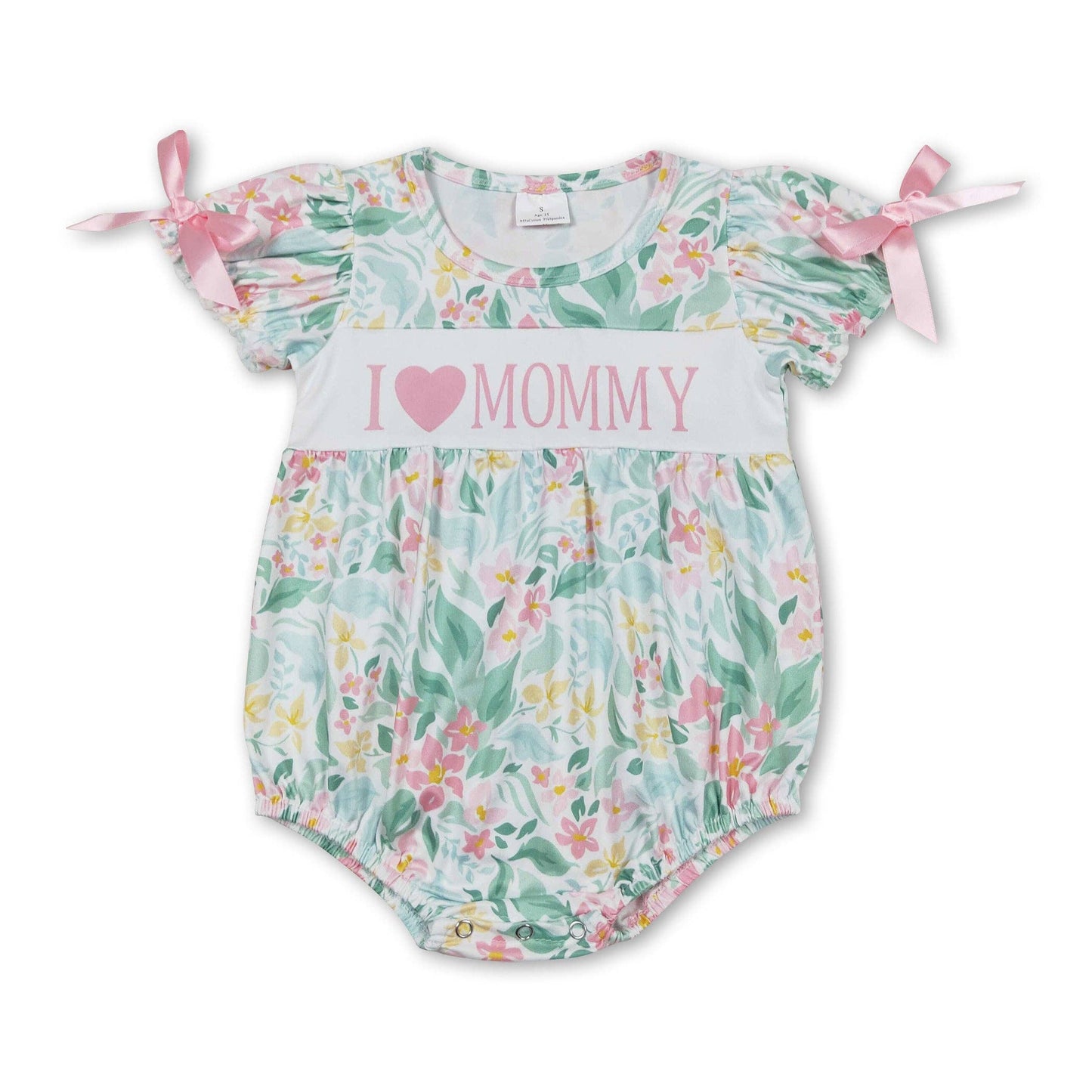 Short sleeves floral I love MOMMY mother's day girls romper: 6-12M