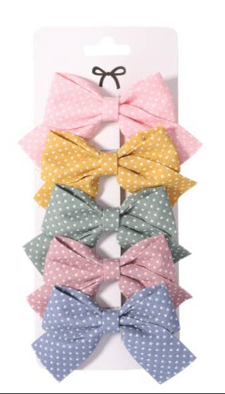 Girl Baby Colorful Floral Bow Hair Clip Set of 5: 5 / One Size
