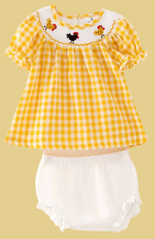 Farm Chick Smocking Embroidered Girls Dress Outfit
