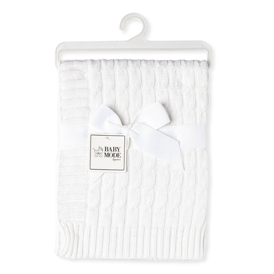 White Cable Knit Blanket