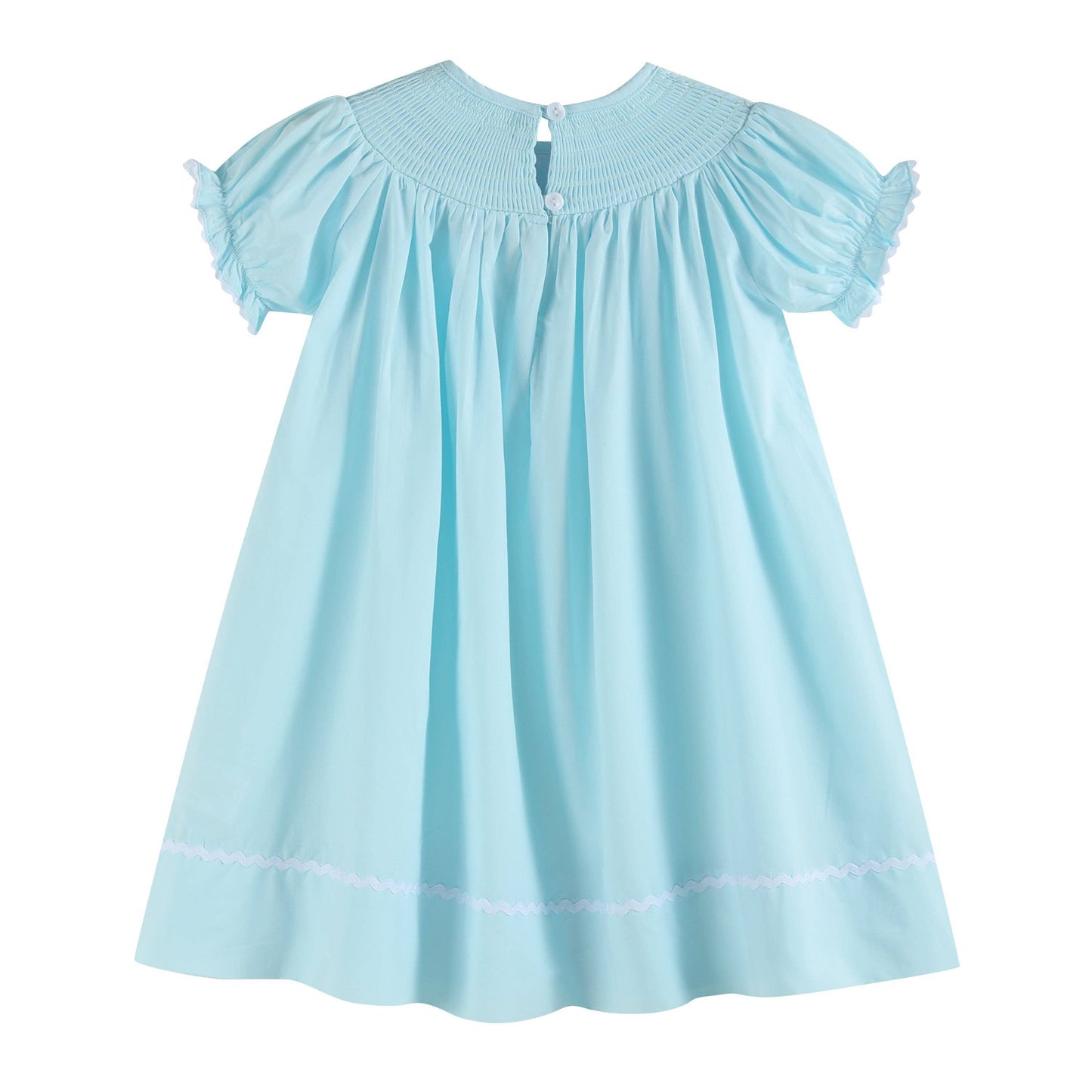 Light Blue Daisy Smocked Bishop Dress: