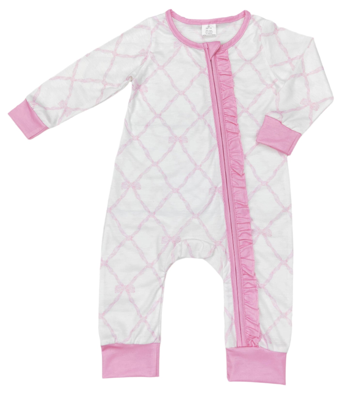 Baby Pink Bow Zippy Sleeper: 3-6M