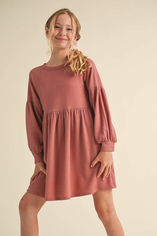 LONG SLEEVE KNIT DRESS NEW MAUVE