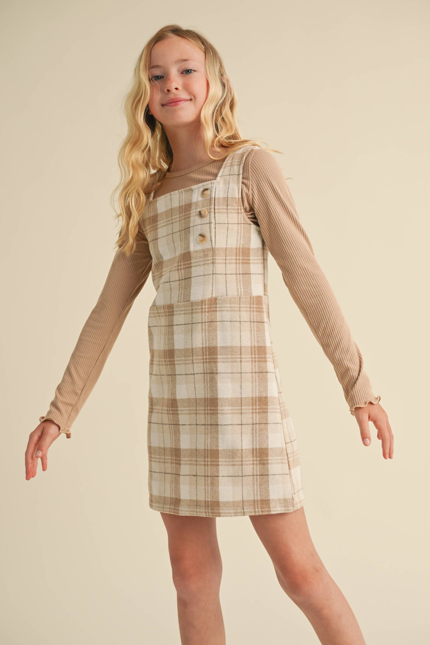 TWEEN KIDS GIRLS PLAID SHEATH DRESS-JUMPER