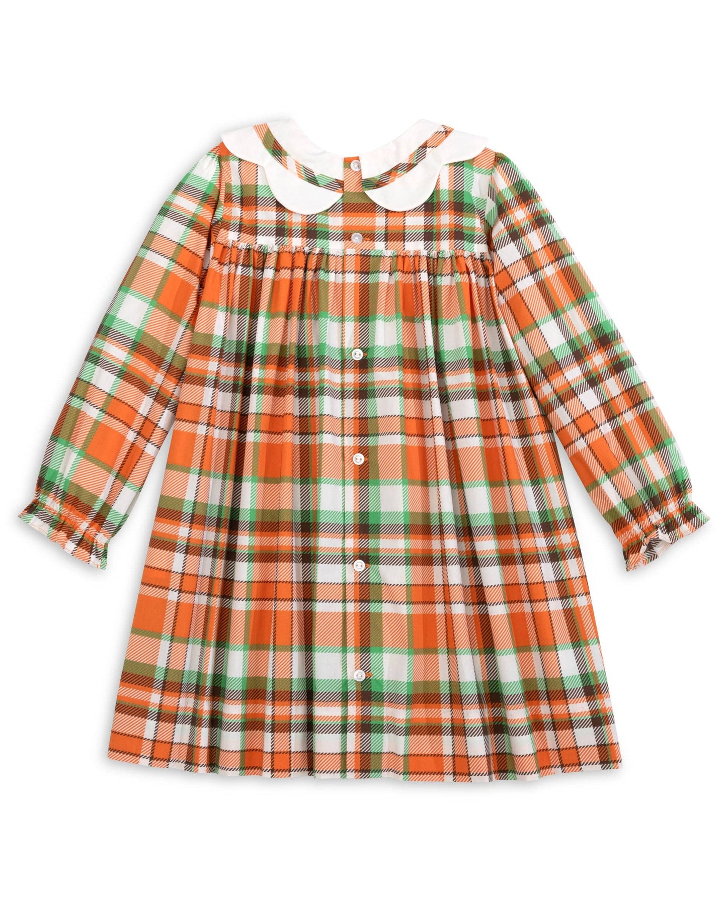 Autumn Plaid Scalloped Classic Bishop Collar Dress