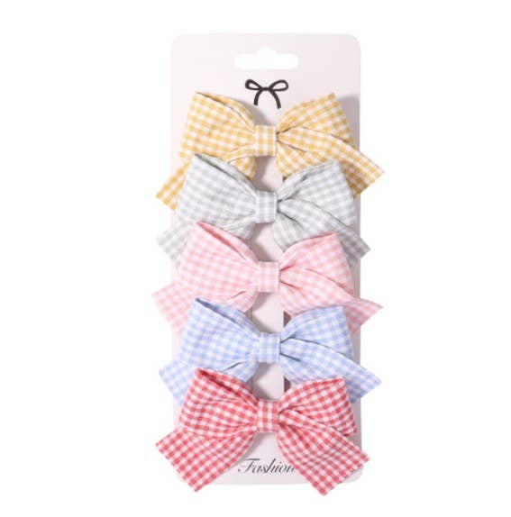 Girl Baby Colorful Bow Hair Clip Set of 5: One Size