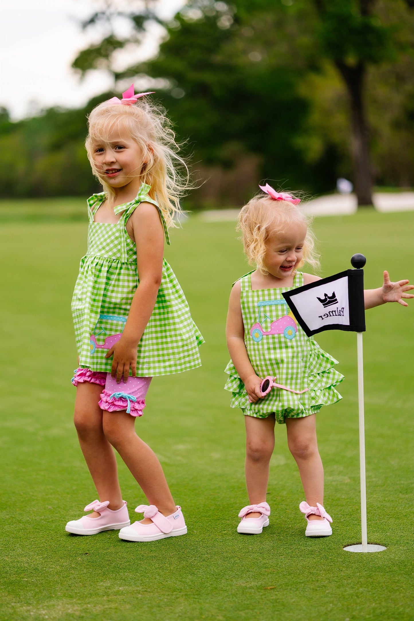 Fore! Girls Golf Tie Shoulder Top & Knit Shorts Set: