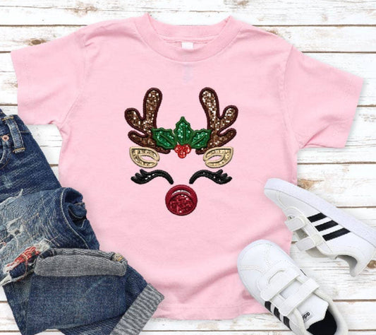 Girl Reindeer (Youth Light Pink Softstyle) Tee