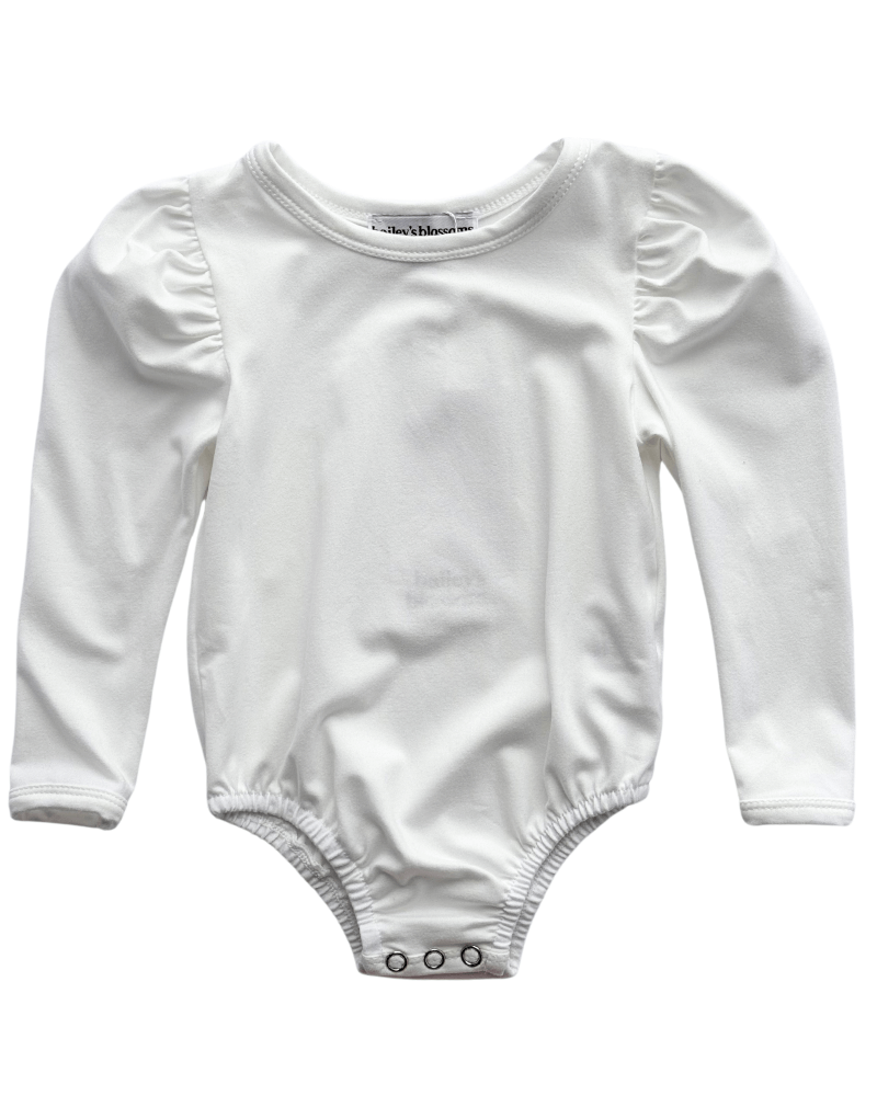 Rosalind Puff Long Sleeve Leotard - White: 12-18months