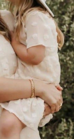 Eden Short Sleeve Dot Dress - Ivory: 9-12months