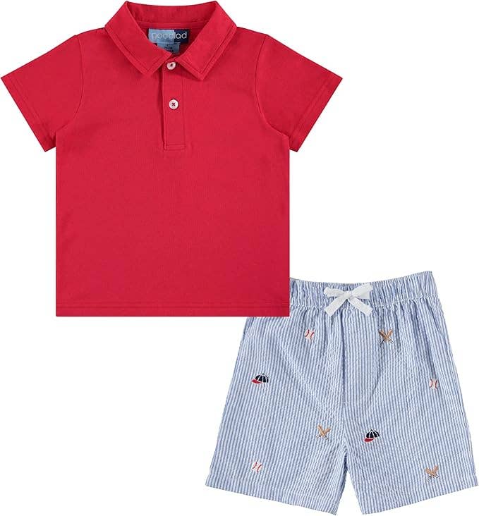 Good Lad Toddler Boys Embroidered Short Sets: