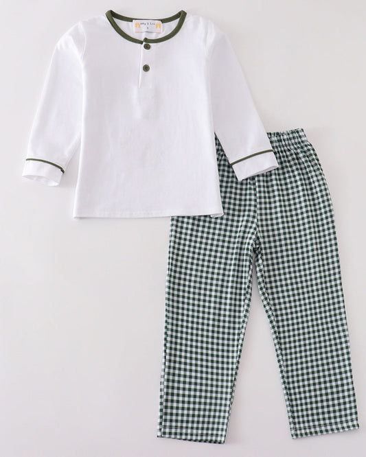 PREMIUM GREEN PLAID BOY PANTS SET