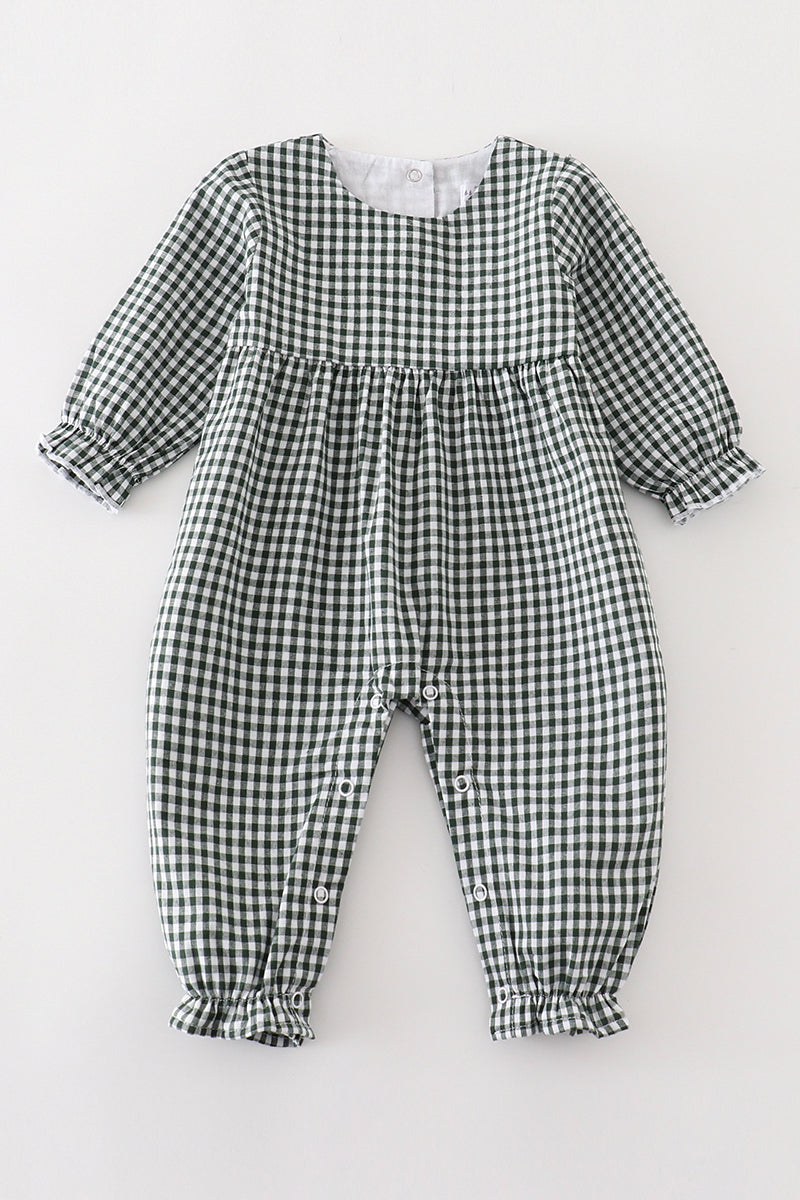 GREEN GINGHAM GIRL ROMPER *Perfect for Monogram*