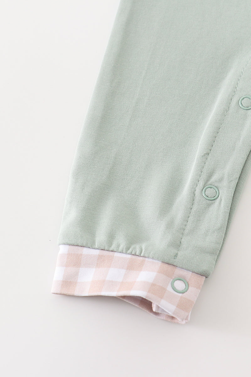 GREEN TURKEY EMBROIDERY BOY ROMPER