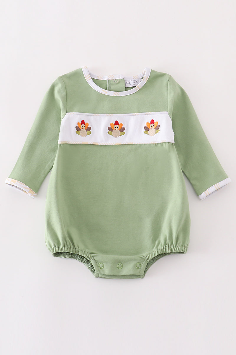 PREMIUM GREEN TURKEY EMBROIDERY STRIPE GIRL SET