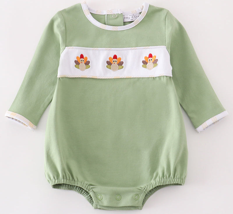 PREMIUM GREEN TURKEY EMBROIDERY BOY BUBBLE