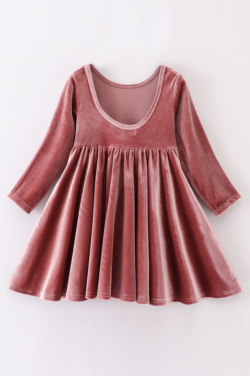 CHAMPAGNE VELVET TWIRL DRESS