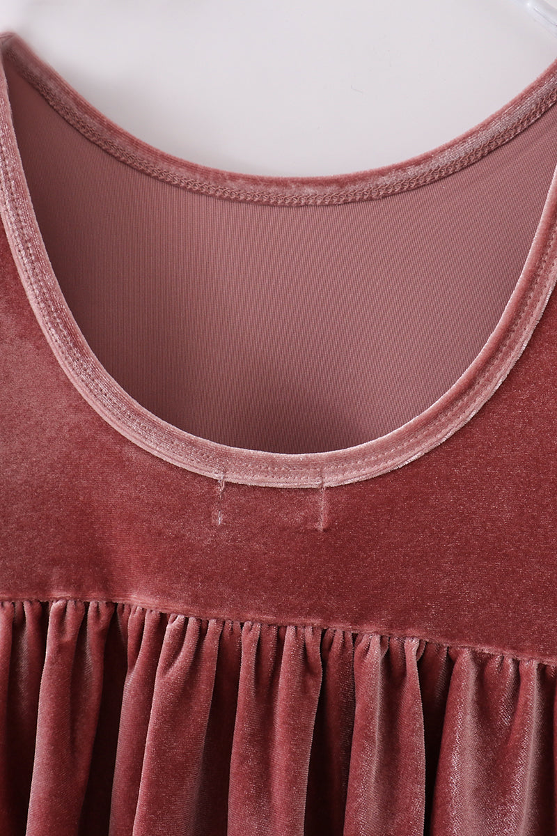 CHAMPAGNE VELVET TWIRL DRESS