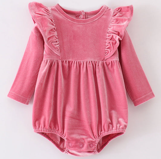 PINK VELVET RUFFLE BUBBLE