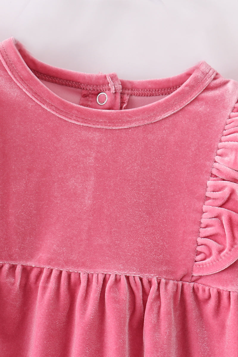 PINK VELVET RUFFLE BUBBLE