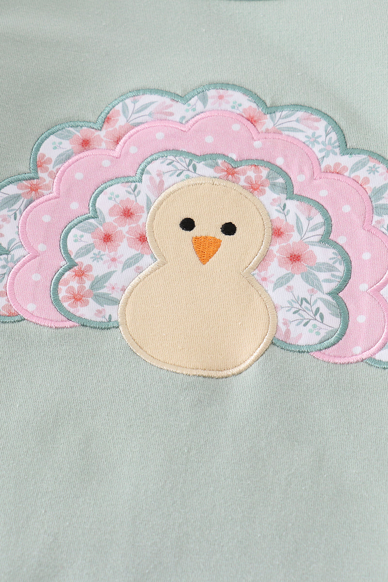 GREEN and FLORAL TURKEY EMBROIDERY GIRL SET