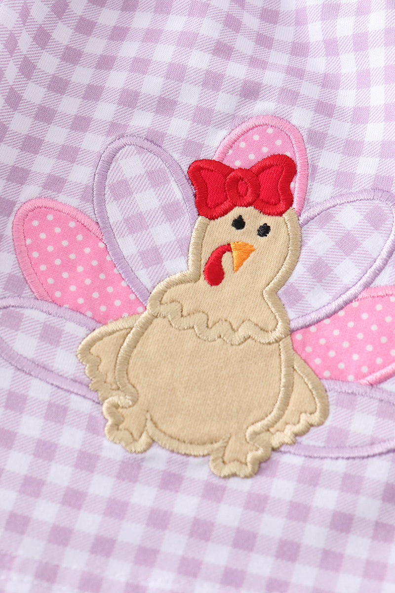 PURPLE TURKEY APPLIQUE GIRL BUBBLE