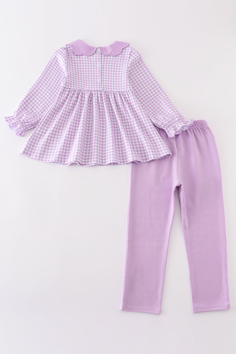 PURPLE TURKEY APPLIQUE GIRL PANTS SET
