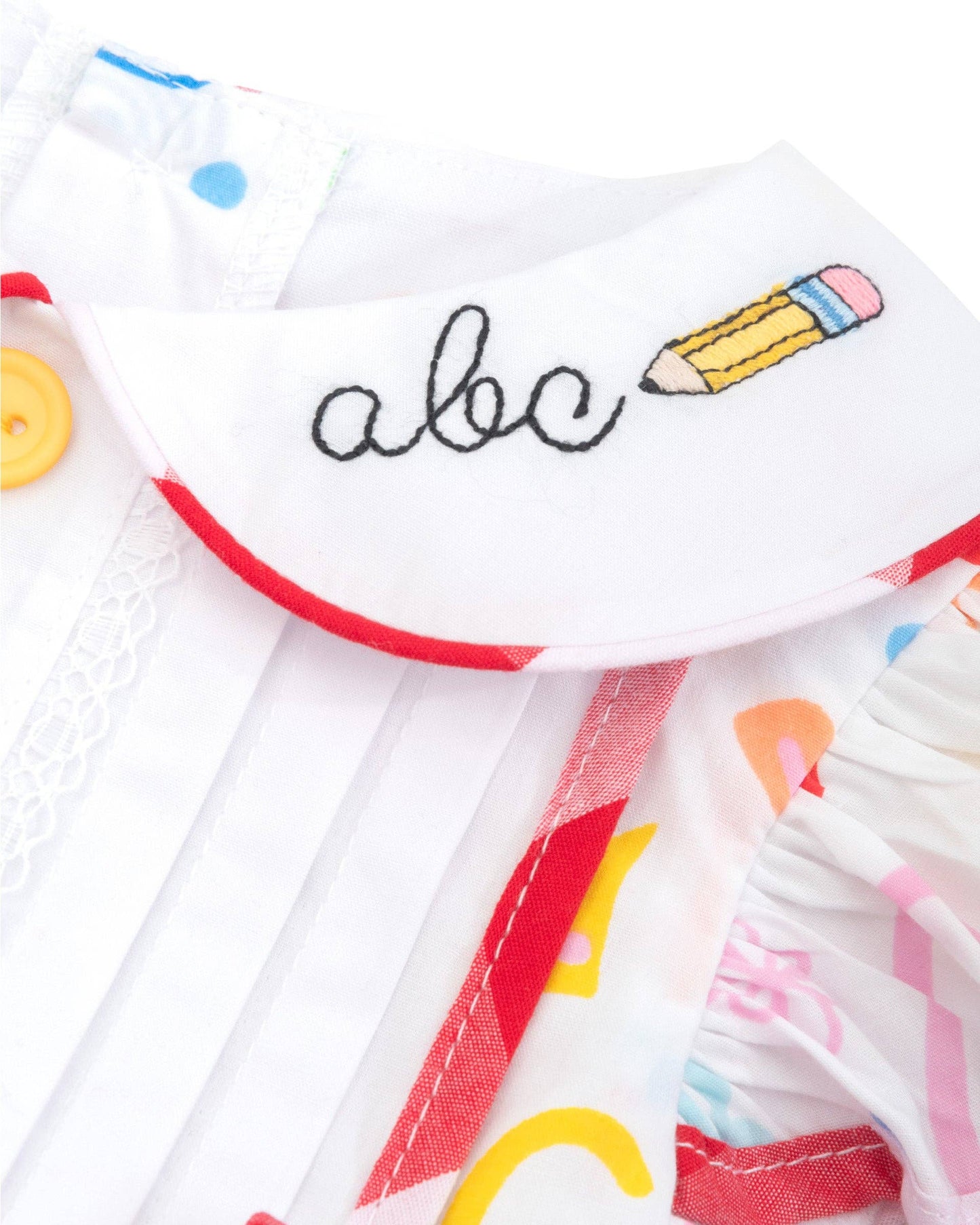 ABCs & 123s Alphabet Print Embroidered Collar Bubbles