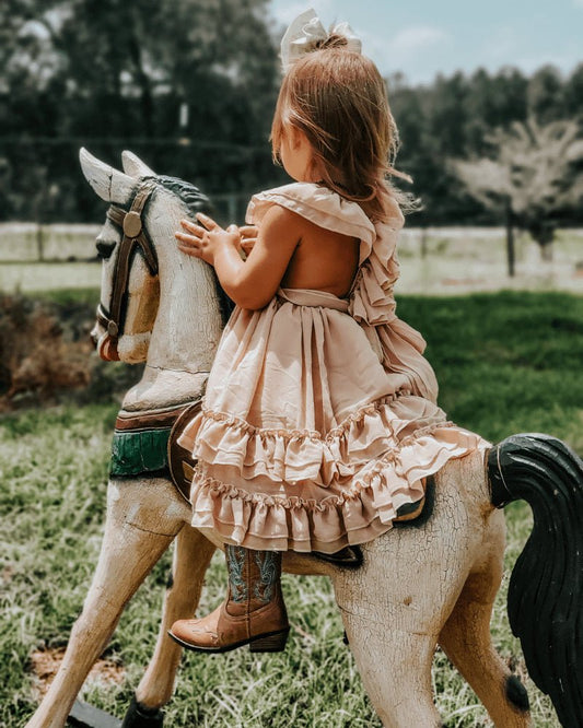 Nellie Ruffle Maxi Dress-Champagne