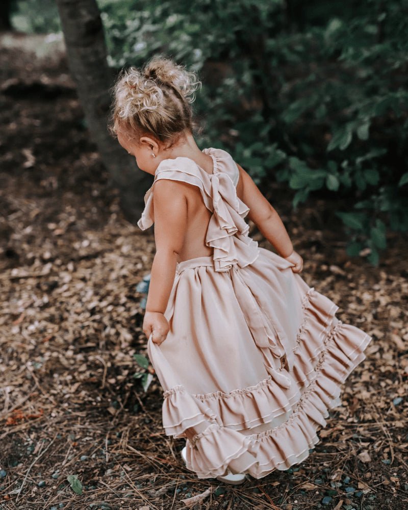 Nellie Ruffle Maxi Dress-Champagne