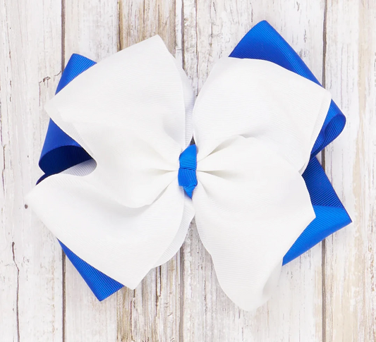 Grosgrain Team Bow Blue and White