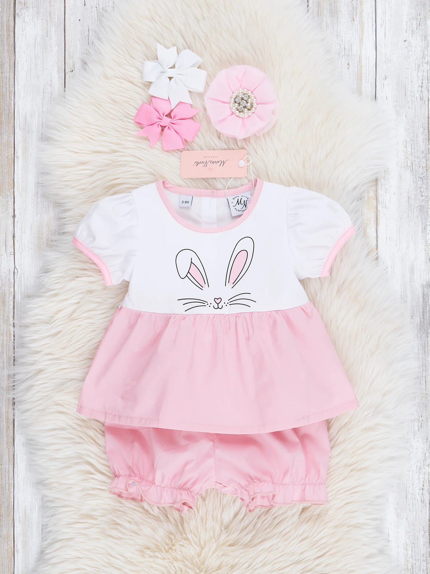 Rose Pink Bunny Top & Bloomers Set