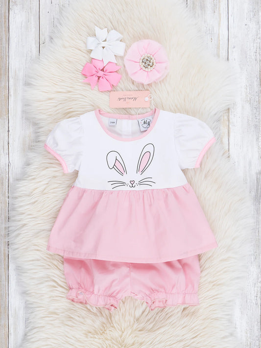 Rose Pink Bunny Top & Bloomers Set