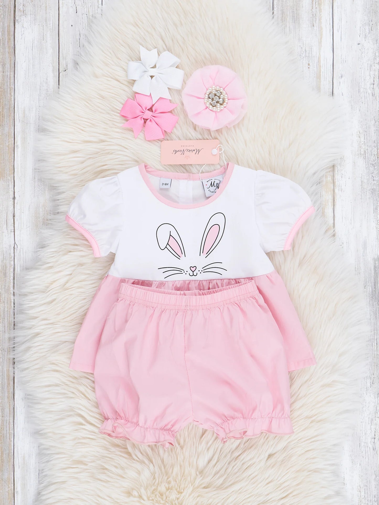 Rose Pink Bunny Top & Bloomers Set