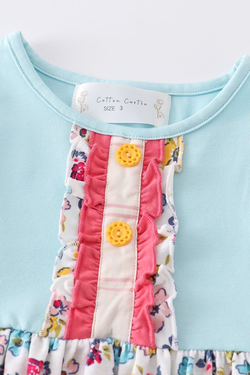 PLATINUM MINT FLORAL PRINT GIRL DRESS