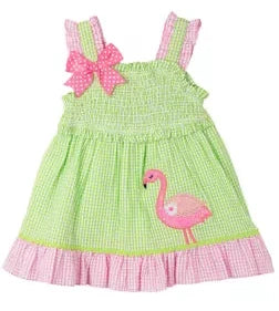 Rare Editions Baby Girls Ruffle Flamingo Appliqué Dress: 18M