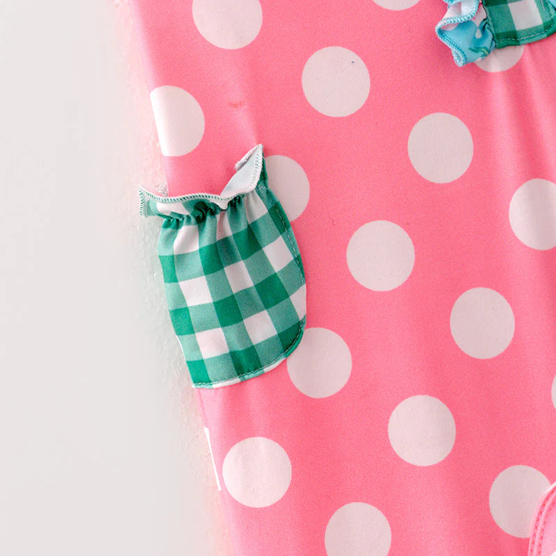 TODDLER GIRLS SPRING AND SUMMER PINK DOT PRINT ROMPER
