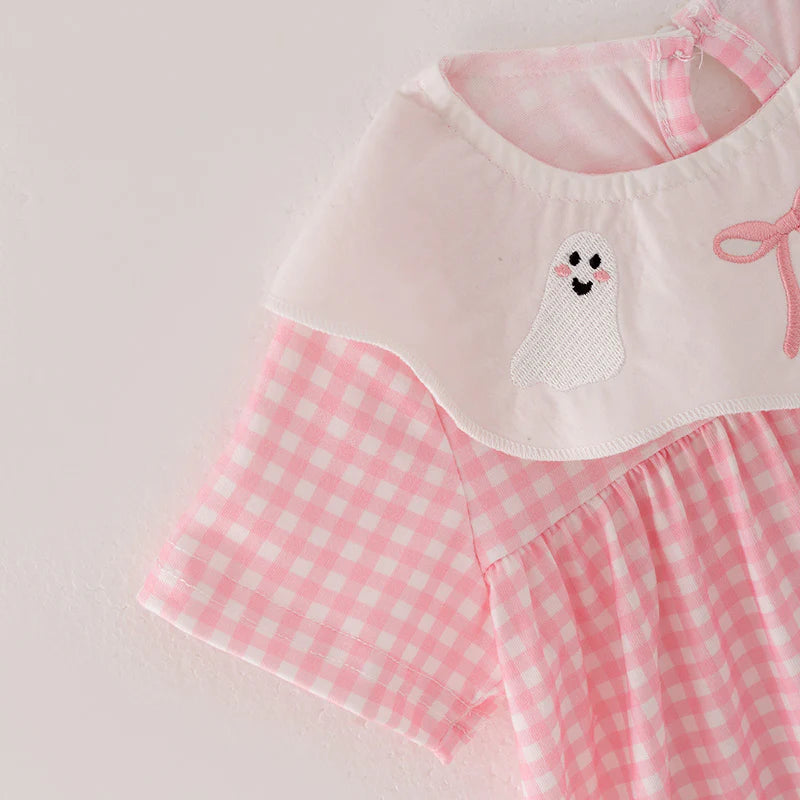 Girls Halloween Ghost Appliqué and Embroidery Dress