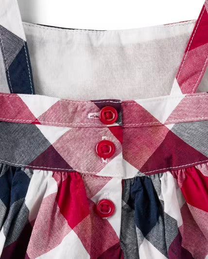 Baby Girl plaid ruffle dress. An American beauty!