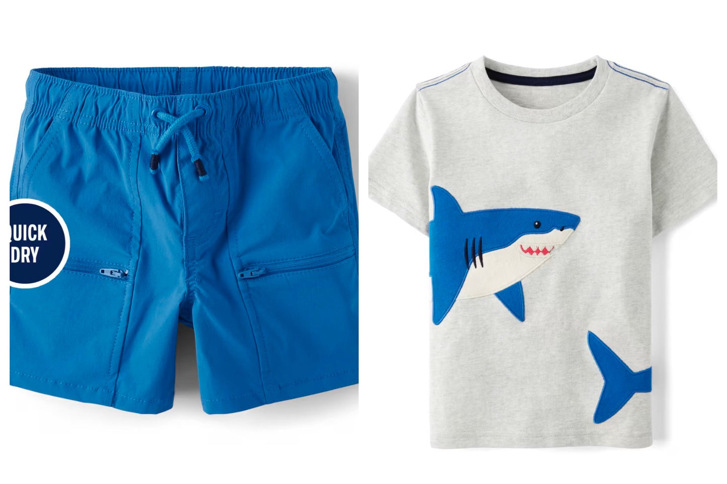 Boys embroidered shark 2 piece outfit set