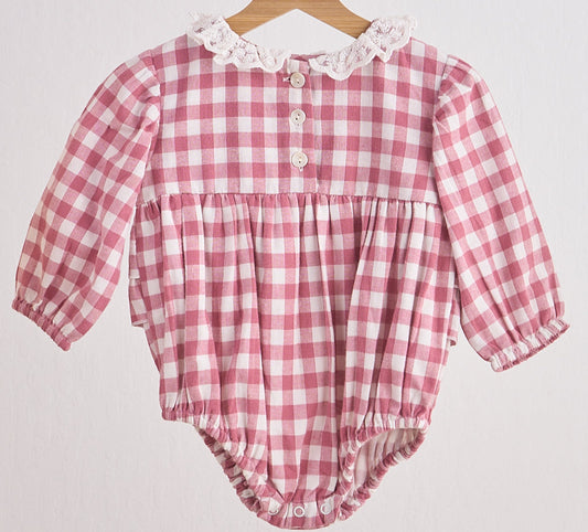 PINK LACE FLANNEL GINGHAM BUBBLE