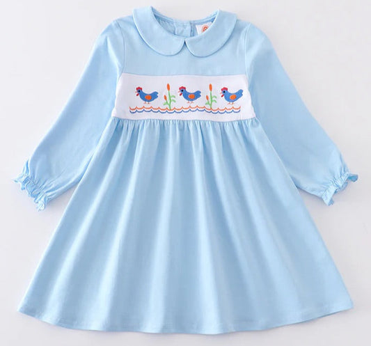 Premium Chicken Embroidery Girl Dress Size 4