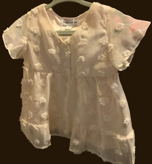 Eden Short Sleeve Dot Dress - Ivory: 9-12months