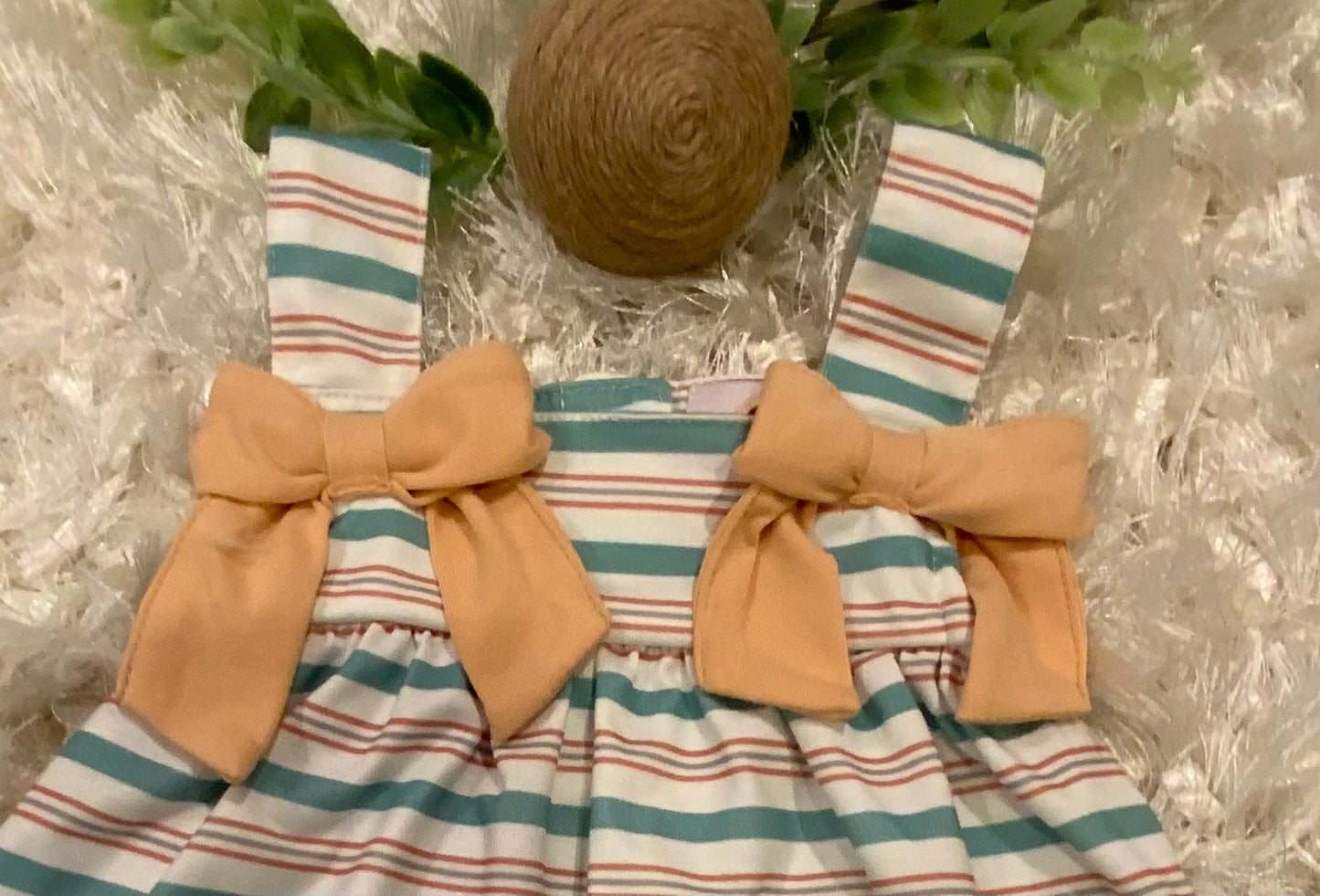 Green Stripe Bow Dress